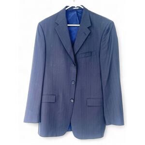 Kenneth Cole | 42 L | Blazer Sport Coat Jacket Mens Navy Striped Dinner Tall